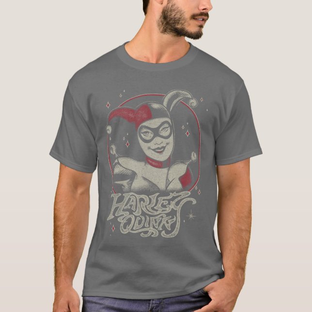 DC Comics Harley Quinn dunkles Portrait-Geschenk T-Shirt (Vorderseite)