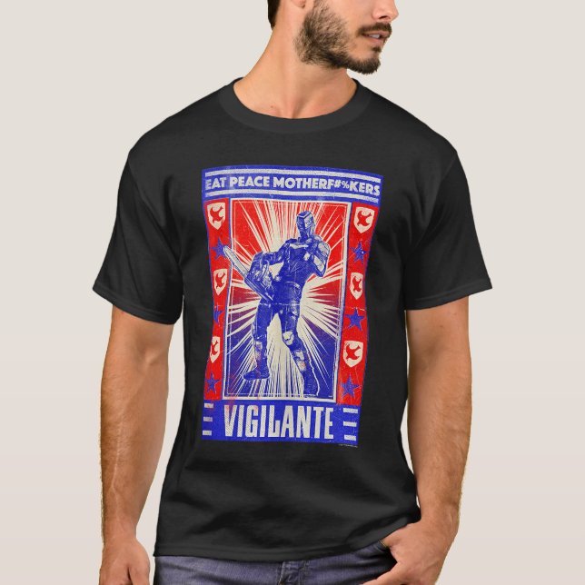 DC Comics Peacemaker Vigilante Chainsaw Posteranko T-Shirt (Vorderseite)