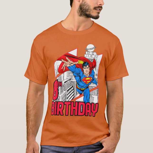 DC Comics Superman 8. Geburtstag lustig T-Shirt (Vorderseite)