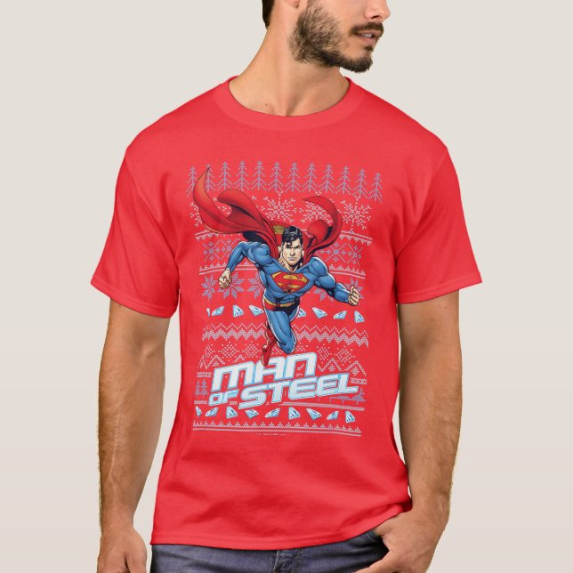 DC Comics Superman Christmas Man of Steel Strong P T-Shirt (Vorderseite)