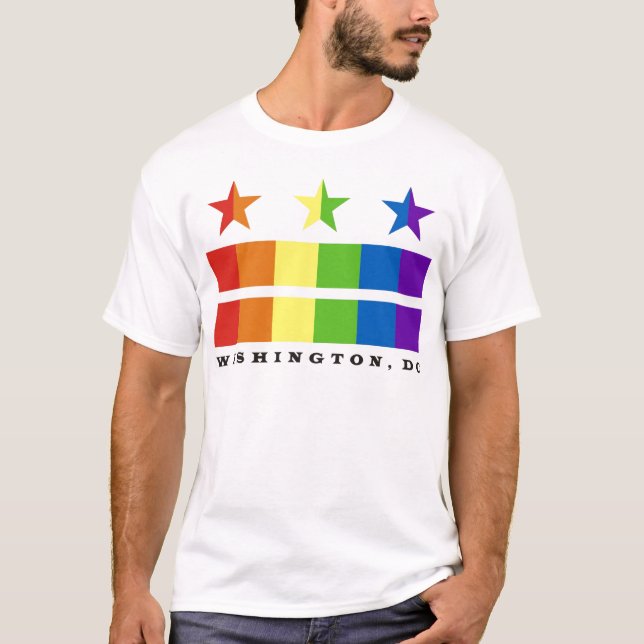 DC-Flaggenregenbogen mit Text T-Shirt (Vorderseite)