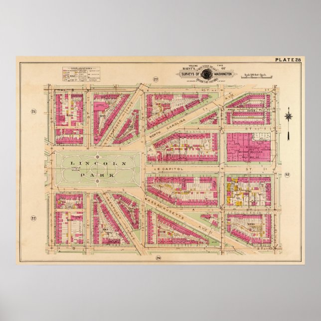 DC Hauptstadt Hill Neighb. (Baist) 1919 BigMapBlog Poster (Vorne)