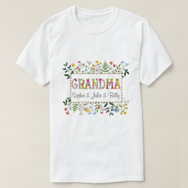 DC Personalisierte Oma-Wildblumen T-Shirt (Design vorne)