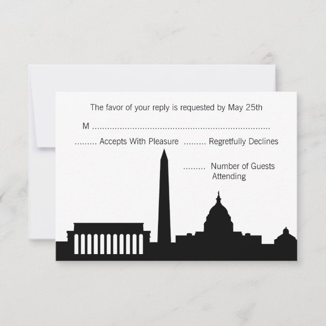 DC Skyline Wedding RSVP Cards (Vorderseite)