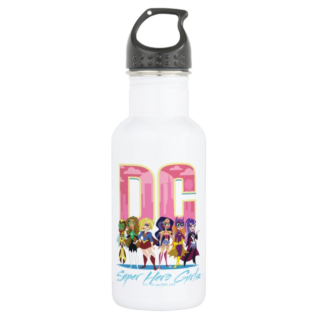 DC Super Hero Girls Lineup Edelstahlflasche (Vorderseite)