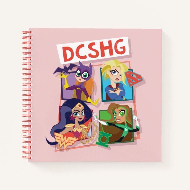 DC Super Hero Girls Quartett Notizbuch (Vorderseite)