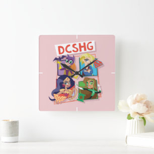 DC Super Hero Girls Quartett Quadratische Wanduhr
