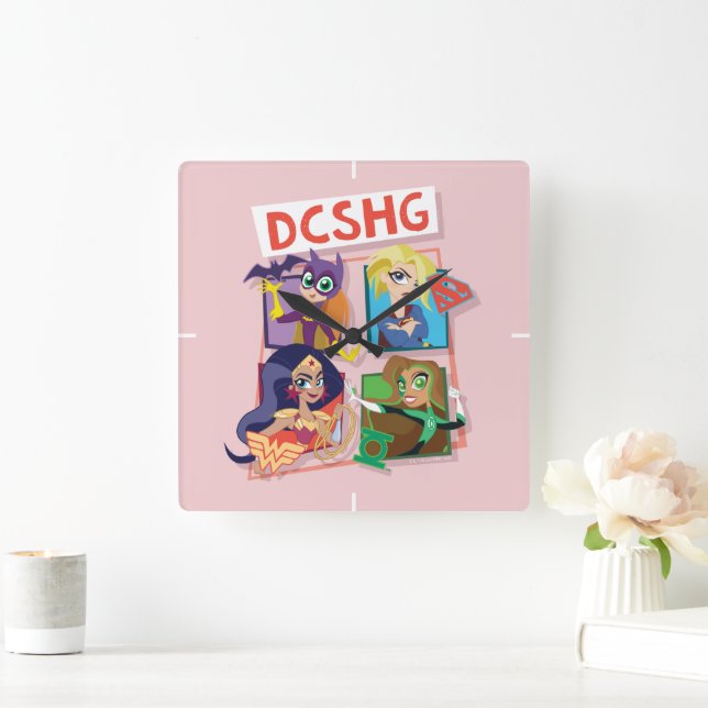 DC Super Hero Girls Quartett Quadratische Wanduhr (Zuhause)
