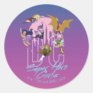 DC Super Hero Girls Skyline Runder Aufkleber