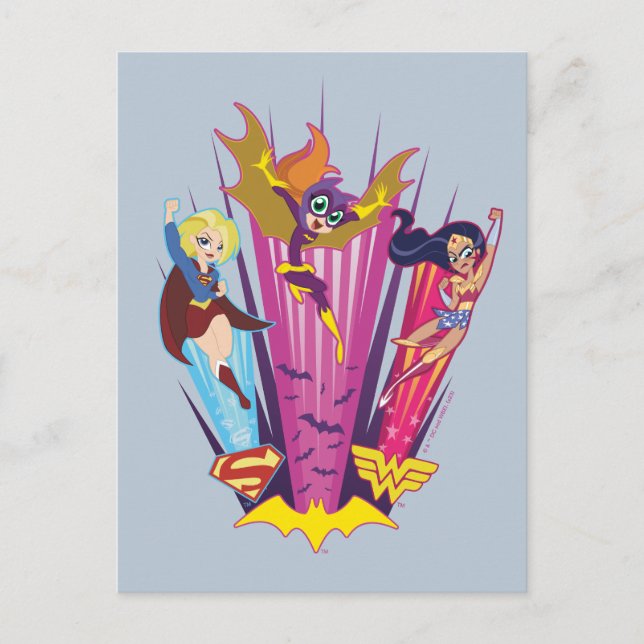 DC Super Hero Girls Trio Postkarte (Vorderseite)