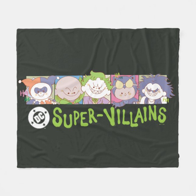 DC-Super-Schurken-Cartoon-Lineup Fleecedecke (Vorderseite (Horizontal))