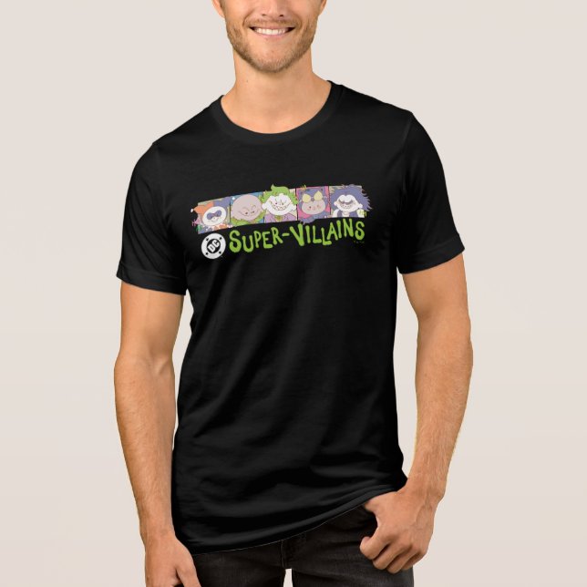 DC Super-Schurken-Cartoon-Lineup Tri-Blend Shirt (Vorderseite)