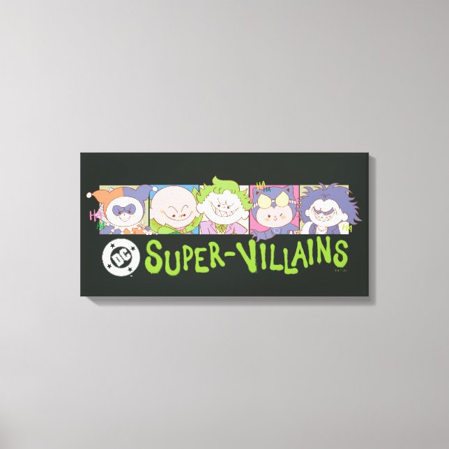 DC Super-Villains Cartoon Lineup Leinwanddruck (Vorderseite)