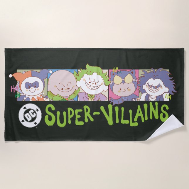 DC Super-Villains Cartoon Lineup Strandtuch (Vorderseite)
