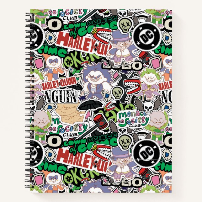 DC Super-Villains Cartoon Pattern Notizbuch (Vorderseite)