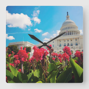 DC USA-, Washington, Hauptstadts-Gebäude Quadratische Wanduhr