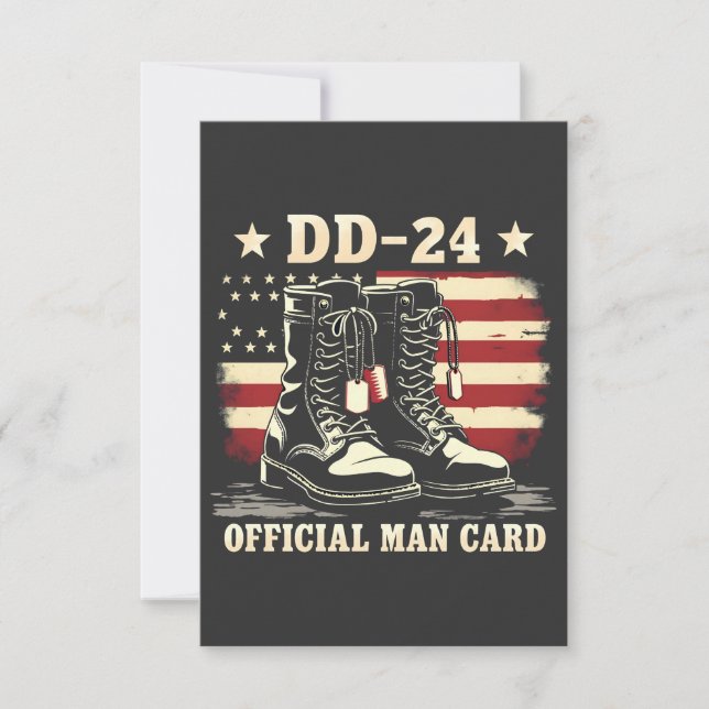 DD 24 Offiziell Man Card American Veteran Day Flag Dankeskarte (Vorderseite)