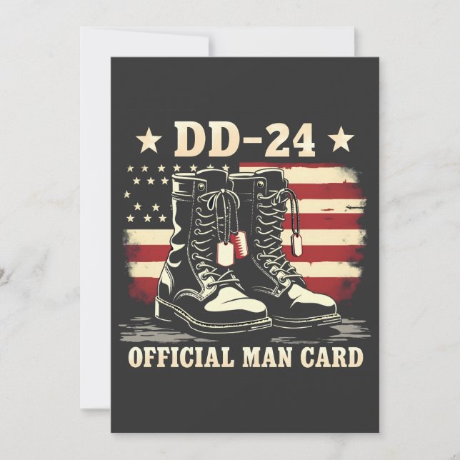 DD 24 Offiziell Man Card American Veteran Day Flag Einladung (Vorderseite)