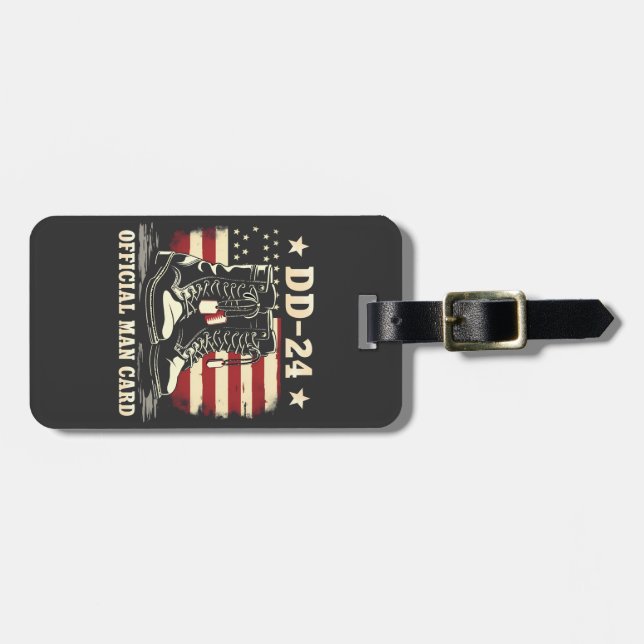 DD 24 Offiziell Man Card American Veteran Day Flag Gepäckanhänger (Vorderseite horizontal)