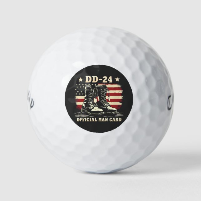 DD 24 Offiziell Man Card American Veteran Day Flag Golfball (Vorderseite)