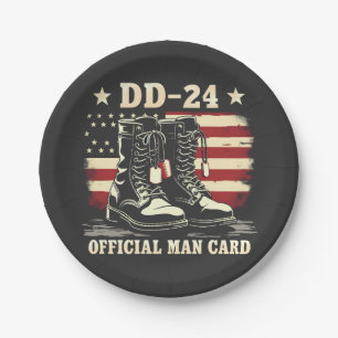 DD 24 Offiziell Man Card American Veteran Day Flag Pappteller