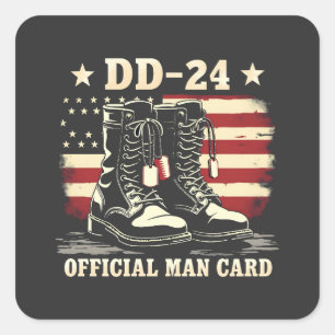 DD 24 Offiziell Man Card American Veteran Day Flag Quadratischer Aufkleber