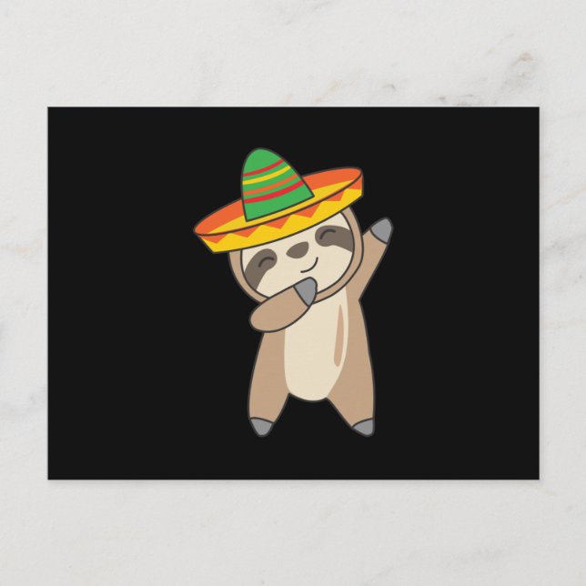Ddabbing Sloth Cinco De Mayo süße Tiere Mexiko Postkarte (Vorderseite)