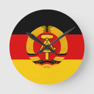 DDR - Flagge der DDR Runde Wanduhr