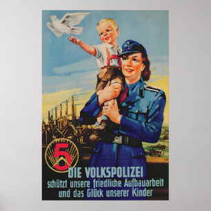 DDR-Propagandaplakat Die Volkspolizei schützt Poster