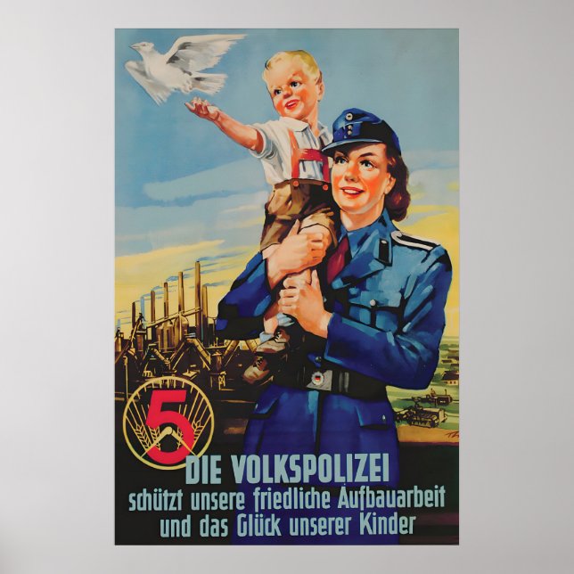 DDR-Propagandaplakat Die Volkspolizei schützt Poster (Vorne)
