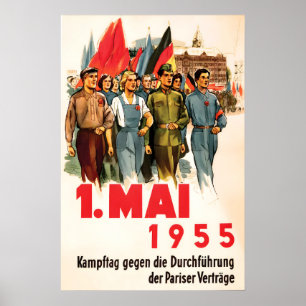 DDR-Propagandaplakat Tag der Arbeit, 1955 - Vintag Poster