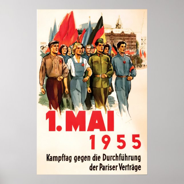 DDR-Propagandaplakat Tag der Arbeit, 1955 - Vintag Poster (Vorne)