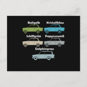 DDR Trabi alle Farben der kultigen Pappe Postkarte