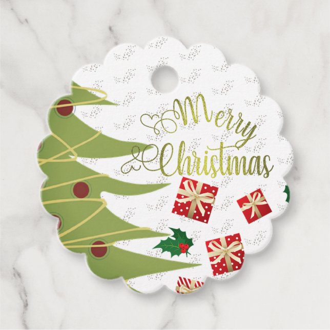 de año nuevo con regalos geschenkanhänger (Vorderseite)