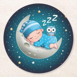 De astronaut en de rode raket in de ruimte. runder pappuntersetzer