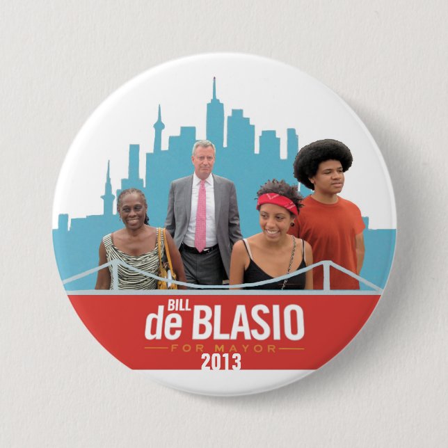De Blasio für Bürgermeister Button (Vorderseite)