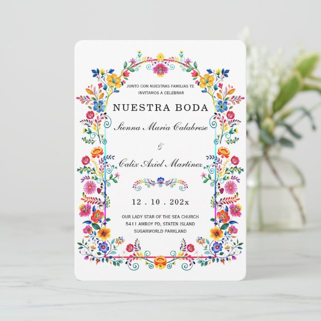 De Boda Mexicanas llenas de color Einladung (Stehend Vorderseite)