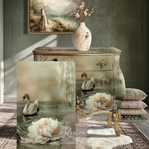 De bonne grâce Swan & Floral lake Seidenpapier