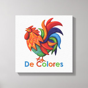 De Colores Rooster Gallo Print 12" x 12", 1,5" Leinwanddruck