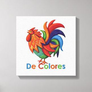 De Colores Rooster Gallo Print 12" x 12", 1,5" Leinwanddruck
