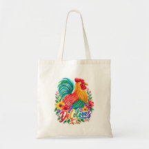 De Colores Watercolor Hahn Tragetasche