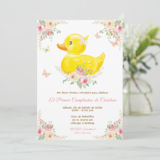 De Cumpleaños Para Niña de Patito de Goma Einladung