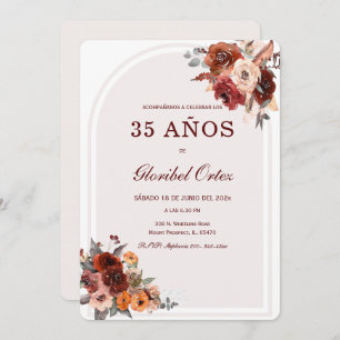 De Cumpleaños Terracota Borgoña Einladung