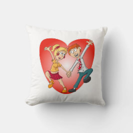 De dansende man en vrouw voor het Valentijn hart. Kissen