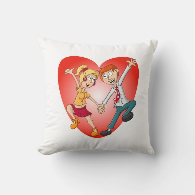 De dansende man en vrouw voor het Valentijn hart. Kissen (Vorderseite)