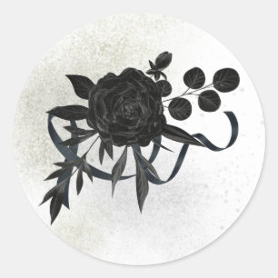 DE Edles Trauersiegel - Schwarze Rose Runder Aufkleber