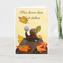 DE/GB Gefaltete Grußkarte Maulwurf im Herbst Karte