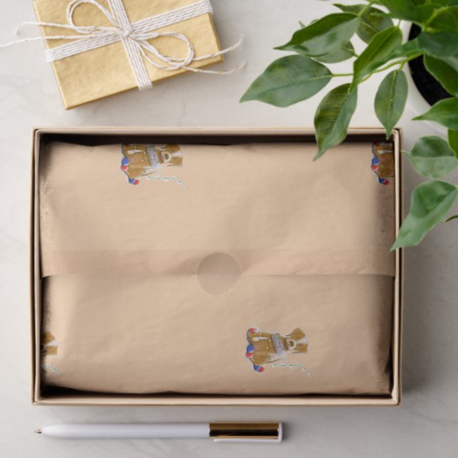 DE/GB Seidenpapier Hund/Tissue paper dog (Geschenk)