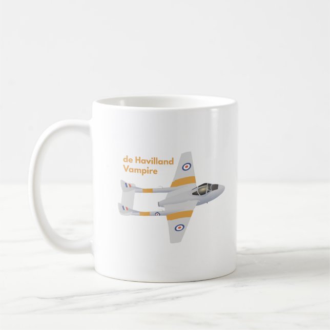 de Havilland Vampire British WW2 Airplane Kaffeetasse (Links)