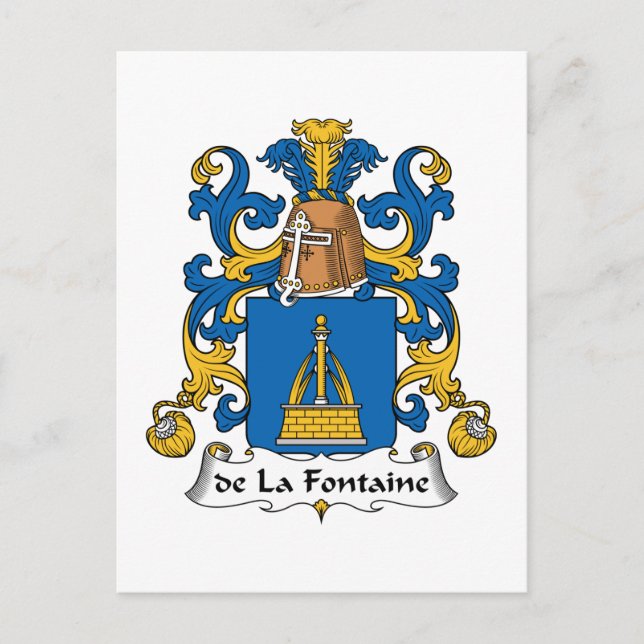 de la Fontaine Familienwappen Postkarte (Vorderseite)